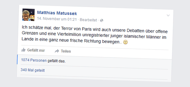 Matthias Matussek, Smiley, Facebook, Flüchtlinge