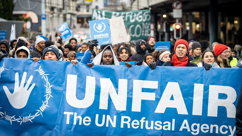 Demonstration, UNFAIR, UNHCR, Genf, Flüchtlinge, Menschenrechte