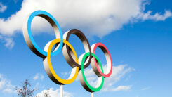 Olympia, Olympische Spiele, Olympische Ringe, Ringe, Himmel, Wolken, Sport
