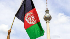 Fahne, Flagge, Afghanistan, Berlin, Fernsehturm, Demonstration, Demo