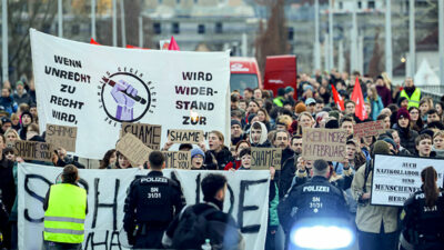 Demo, Demonstration, AfD, CDU, CSU, Friedrich Merz, Menschen, Protest