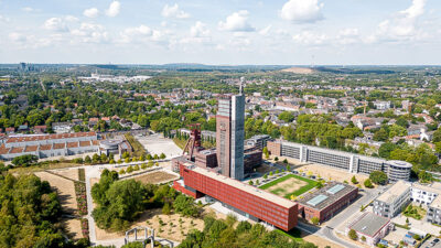 Ruhrgebiet, Gelsenkirchen, Stadt, Panorama, Industrie, Bäume, Gebäude, Himmel, Wolken