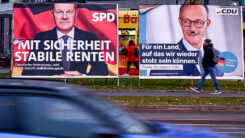 Wahlkampf, Plakat, Friedrich Merz, Olaf Scholz, Straße, Wahlplakat